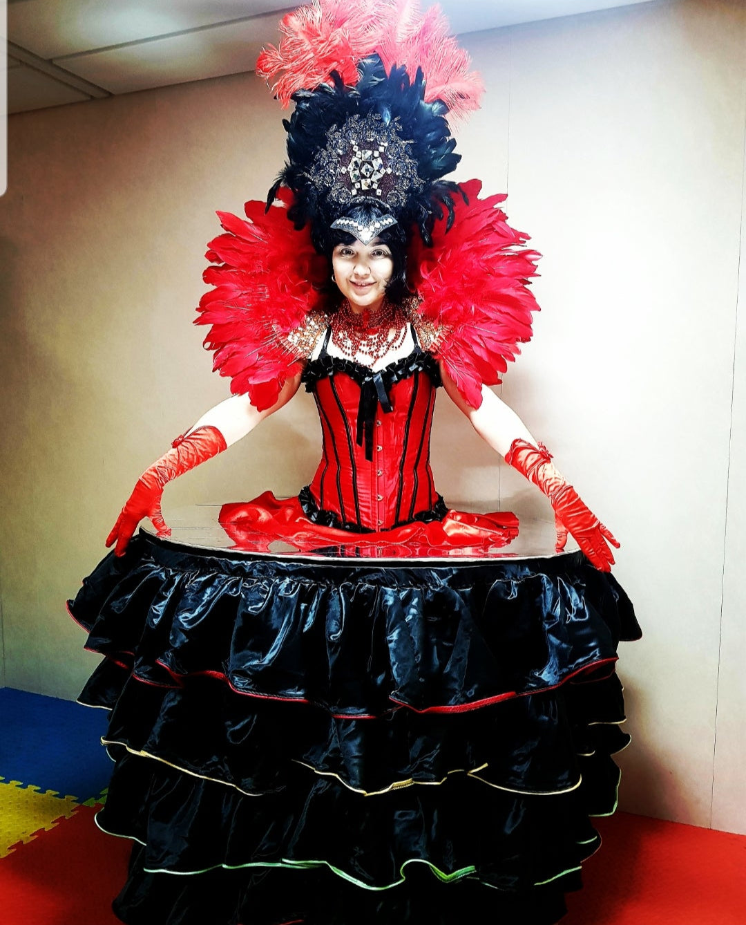 Black and Red Strolling Table Lady