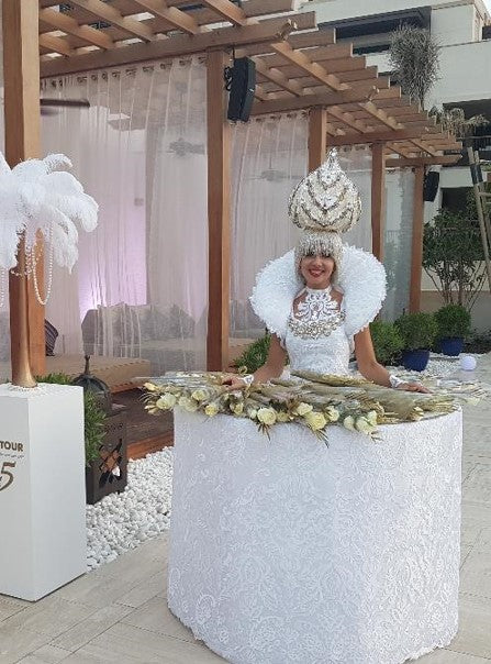 Crystal Headpiece Strolling Table Ladies