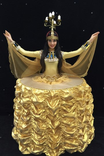 Golden Chandelier Strolling Table Lady