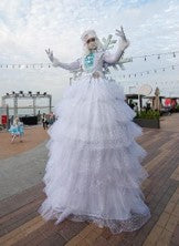 White Snowflake Queen Stilt Walker
