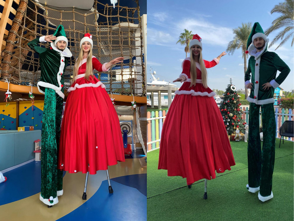 XMAS Tree and Santa Stilt Walker