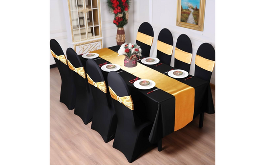Banquet Chair Black With Golden Ribbon