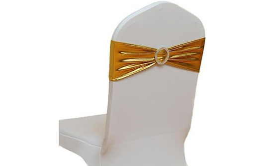 Banquet Chair White With Golden Ribbon