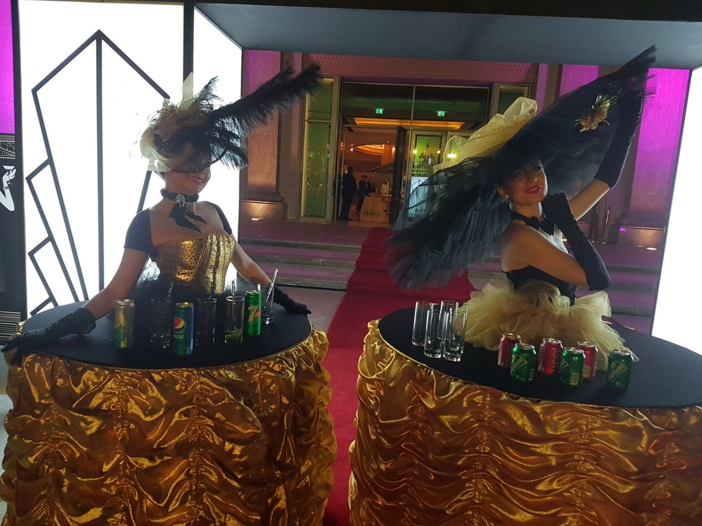 Back and Golden Strolling Table Ladies