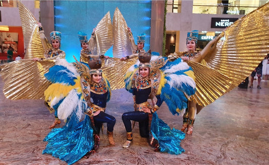 Blue Themed Ancient Dancers by Elegant Arts