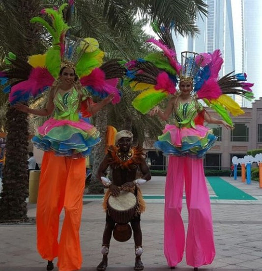 Colourful Brazilian Stilt Walkers- Option 1