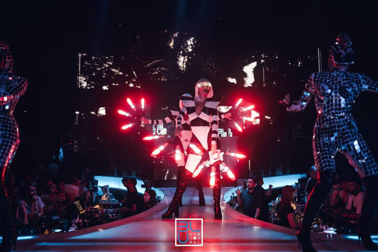 Futuristic LED fan dancers