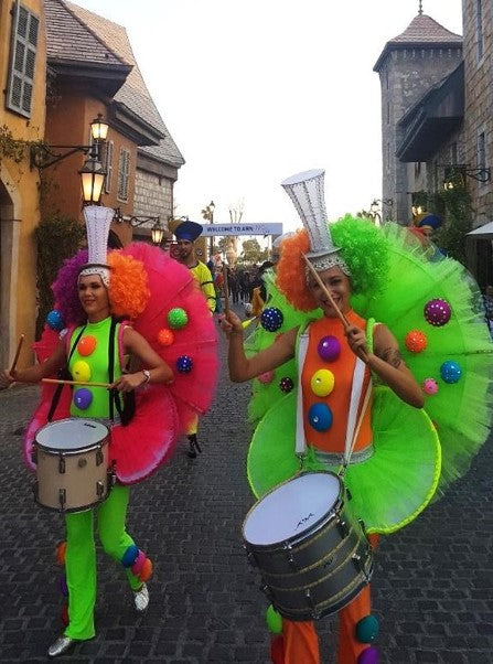 Green Costumed Drummers Roaming Entertainment