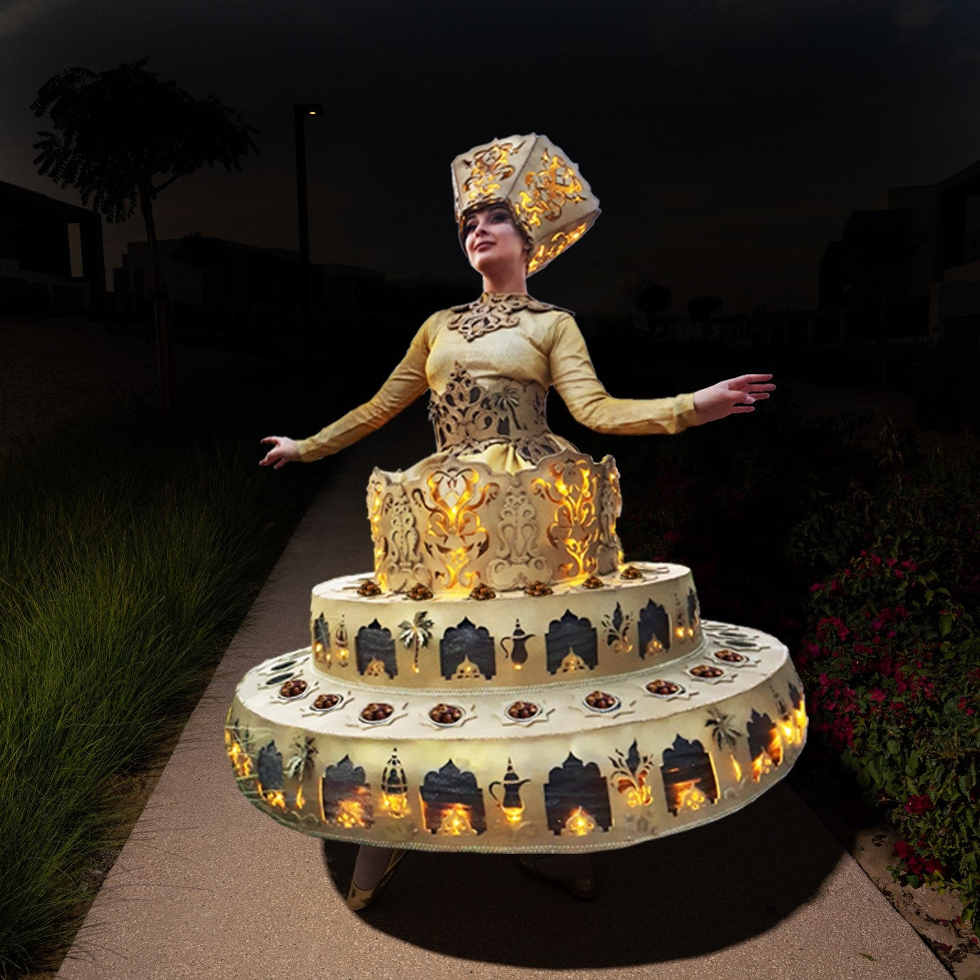 Lantern Skirt Strolling Table Lady