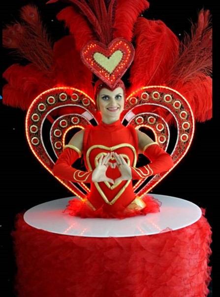 Red Heart Strolling Table Lady