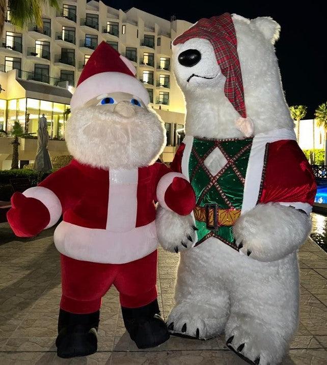 Santa Claus and White Bear Mascot