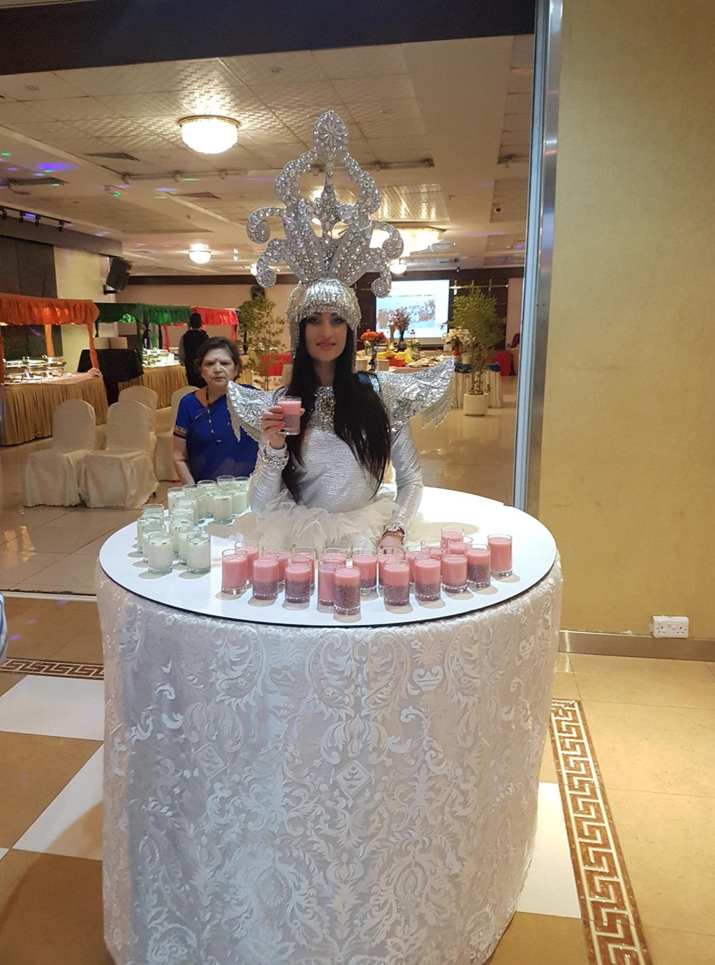 Silver Queen Costume Strolling Table Lady