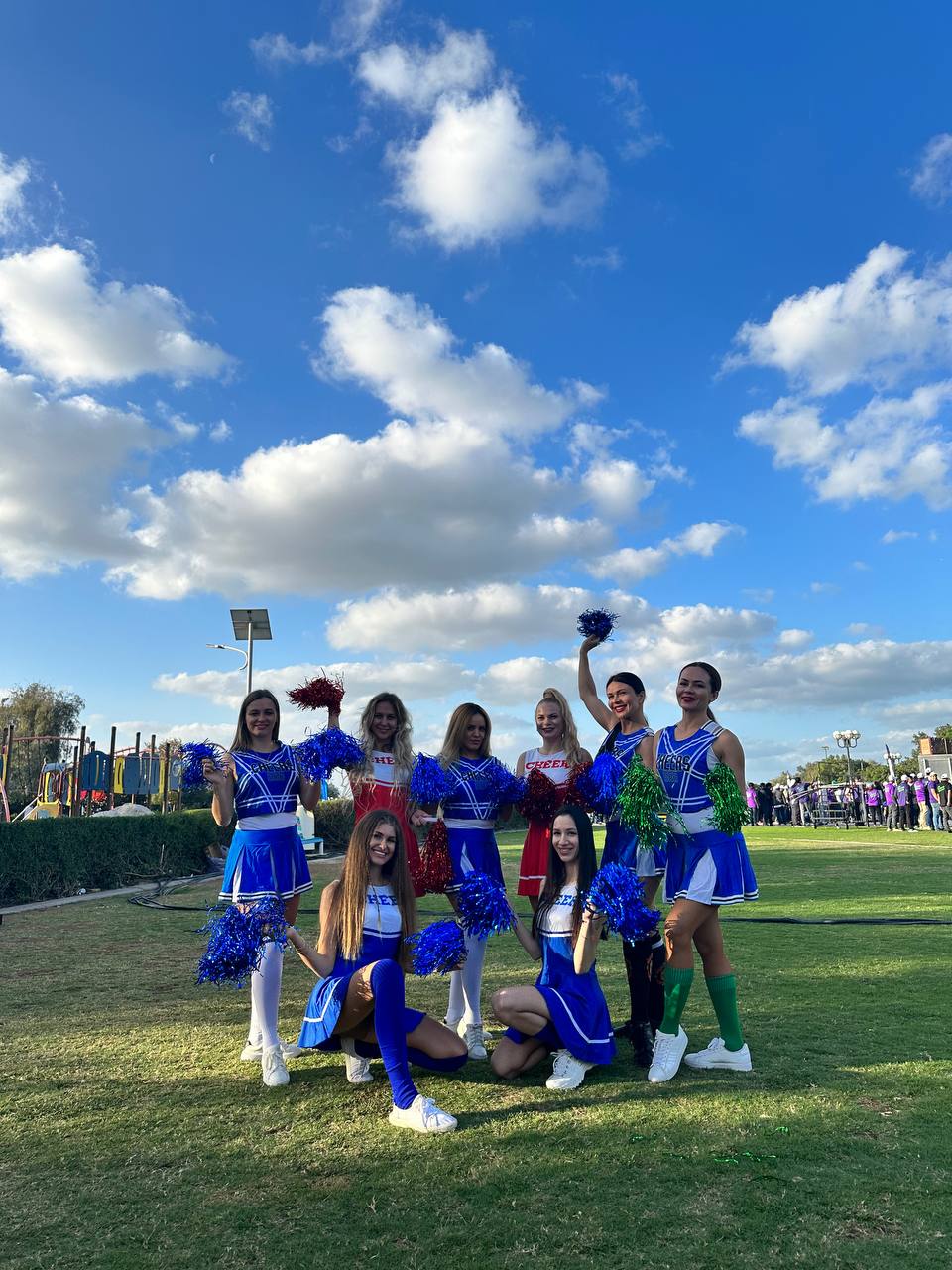 White and Blue cheerleader dancers and hostess by Fidelio Arts