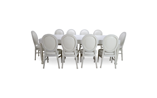 Avalon Rectangular Wooden White Dining Table with White Legs