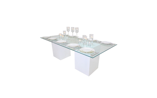 Azzurra Rectangular Glass Dining Table with White Bases