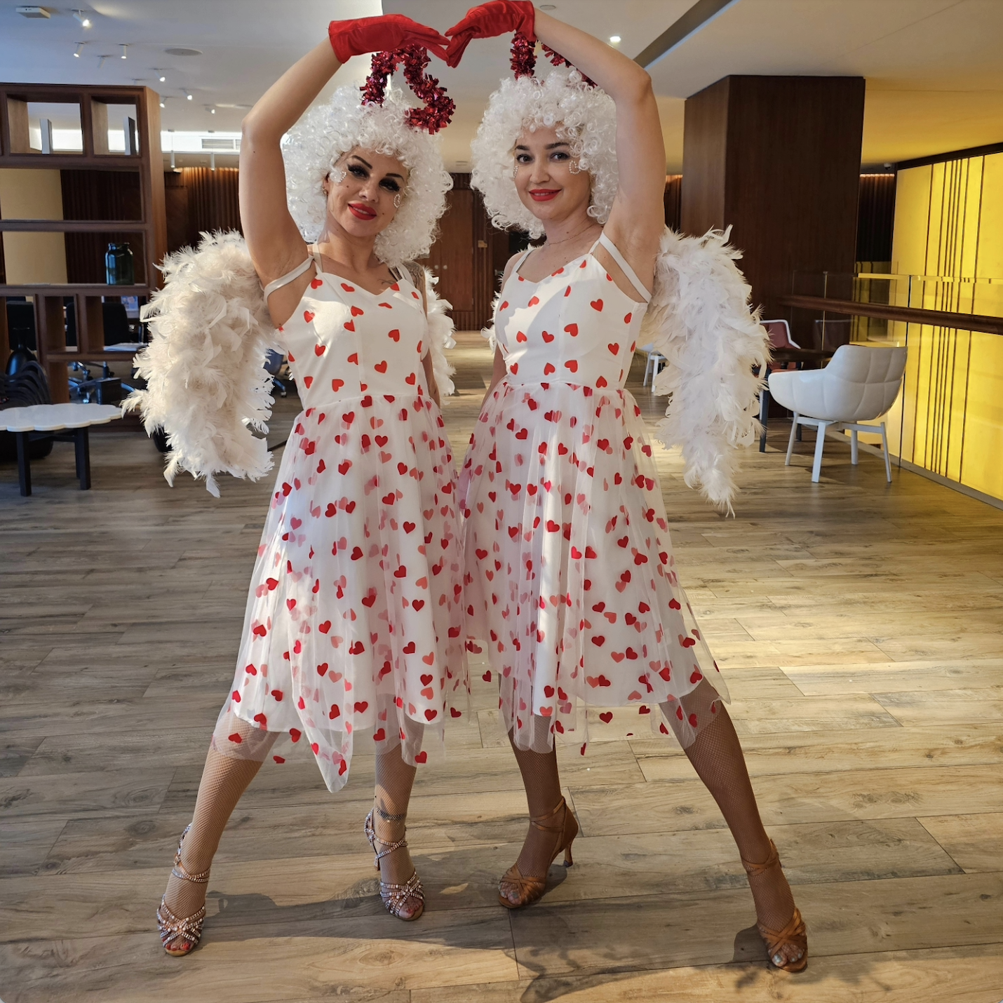 White and red angels hostess